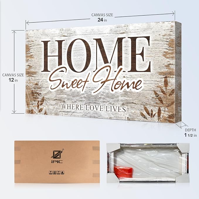 IPIC - Home Sweet Home Canvas Wall Art, Farmhouse Family Sign Wall Decor - Image 7