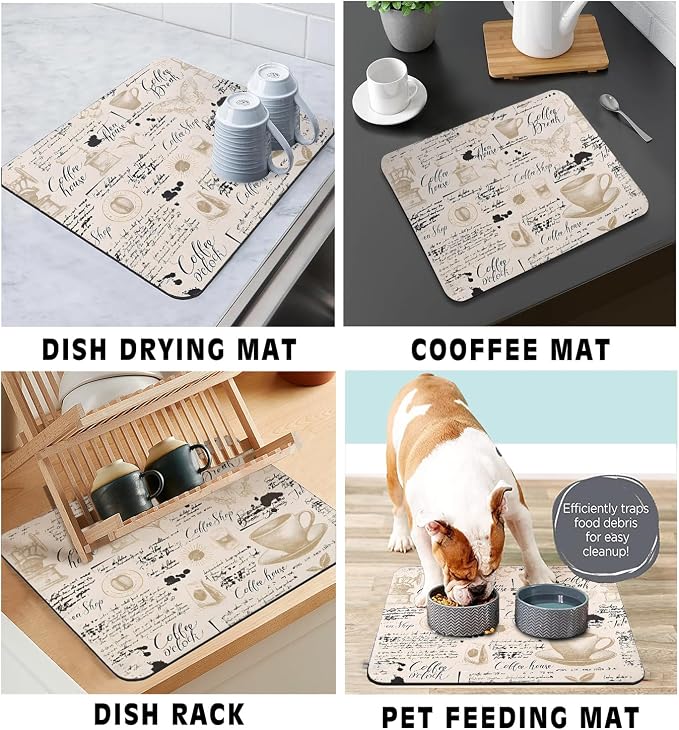 Coffee Bar Mat Rubber Dish Drying Mat - Image 4