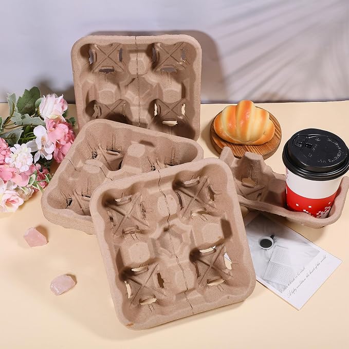 CHGCRAFT 30 Pcs 4 Cup Drink Carrier Drink Cup Holder Coffee Take Out Trays - Image 5