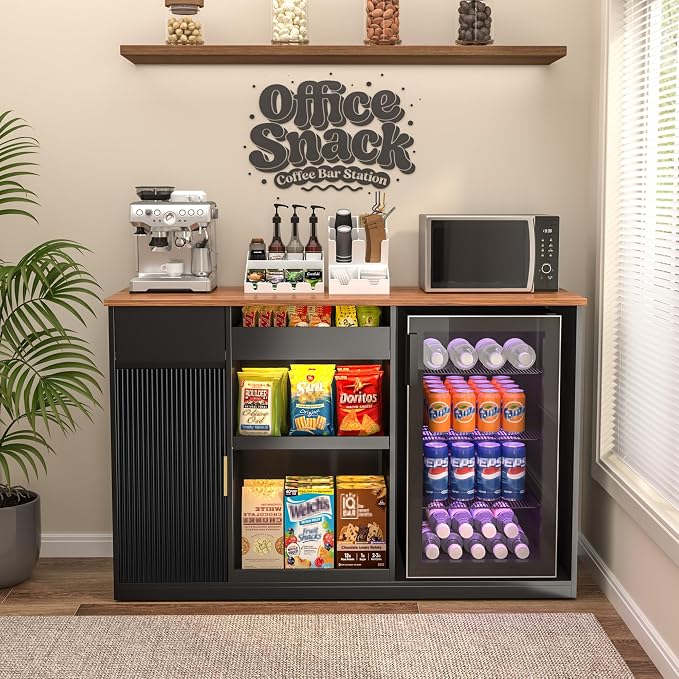 GDLF Snack Bar Cabinet with Fridge Space, Snack Organizer with Storage and - Image 4