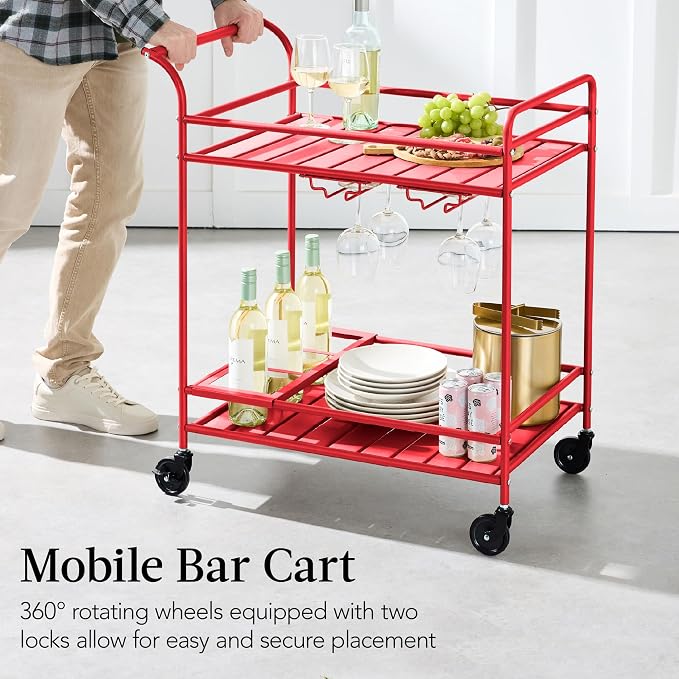Best Choice Products Rolling Bar Cart, Mobile Home Bar Serving Cart, Serving - Image 5