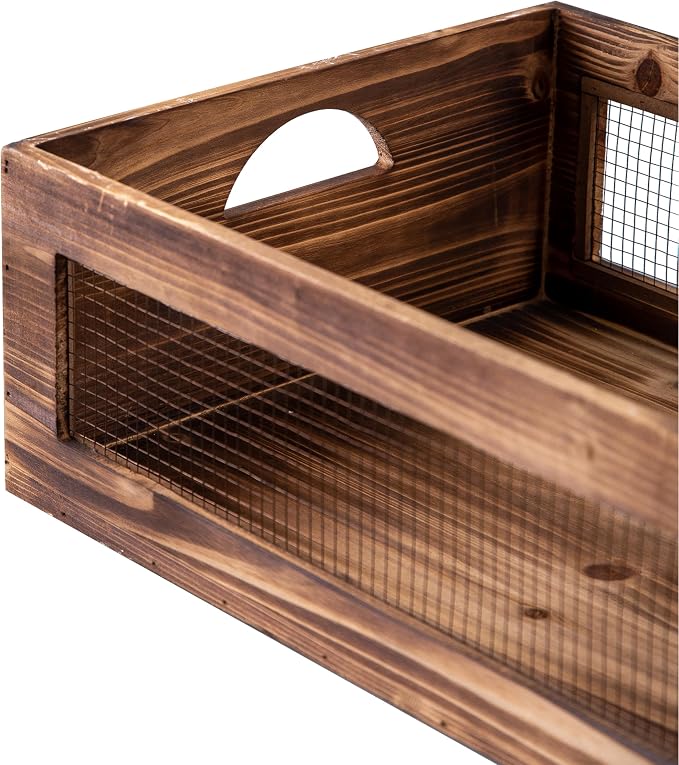 Rustic Wooden Crates for Storage Set of 3, Decorative Storage Containers - Image 6