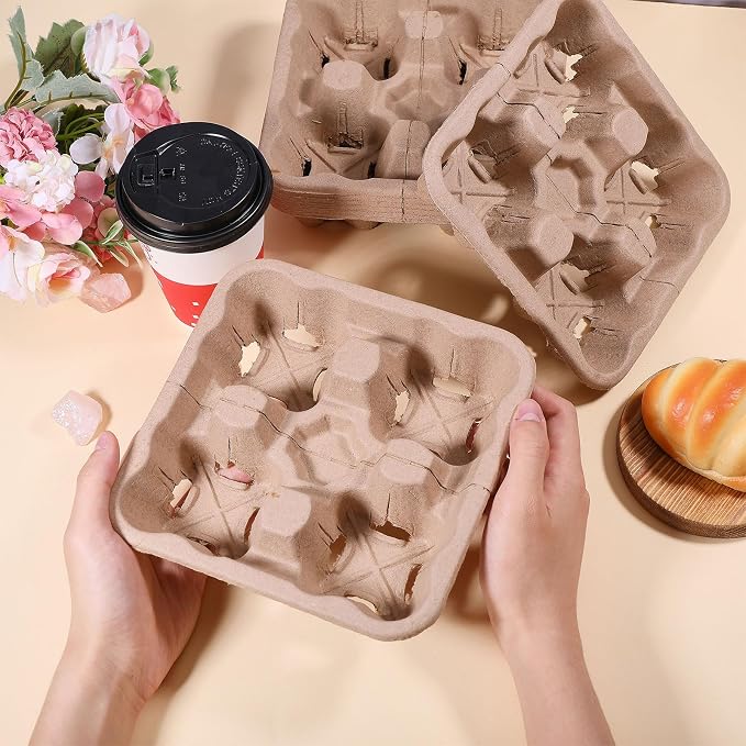 CHGCRAFT 30 Pcs 4 Cup Drink Carrier Drink Cup Holder Coffee Take Out Trays - Image 3