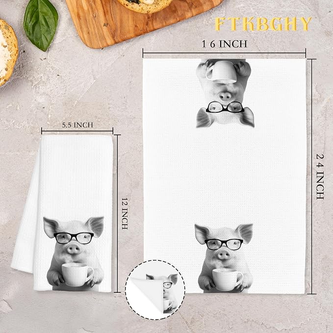 Funny Pig Decor Coffee Kitchen Towels Gift, Pig Gifts - Image 7