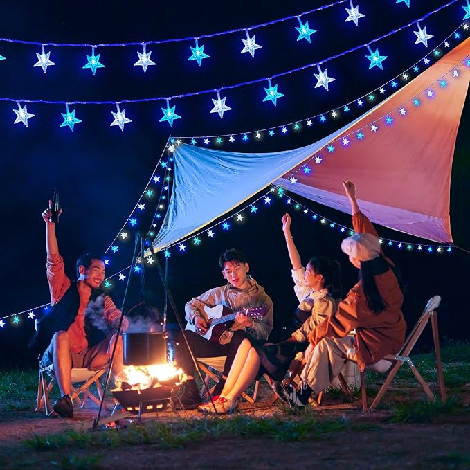 Minetom Blue and White Star String Lights Plug in - 33 ft 100 LED Star Fairy - Image 6