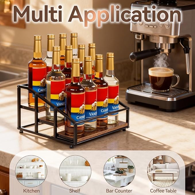 kimilus Coffee Syrup Organizer Rack, Liquor Bottle Display Shelf, 3 Tier 12 - Image 8