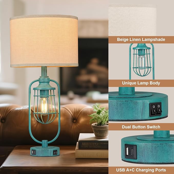 Table Lamps for Living Room End Table Set of 2, Farmhouse Lamps for Night Stands - Image 5