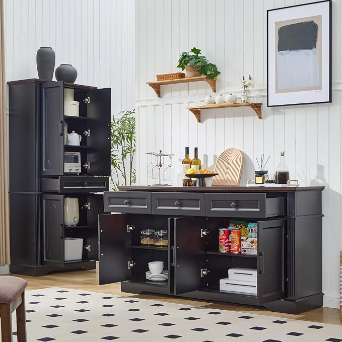 LIDYUK 63" Black Buffet Sideboard Cabinet - Image 6