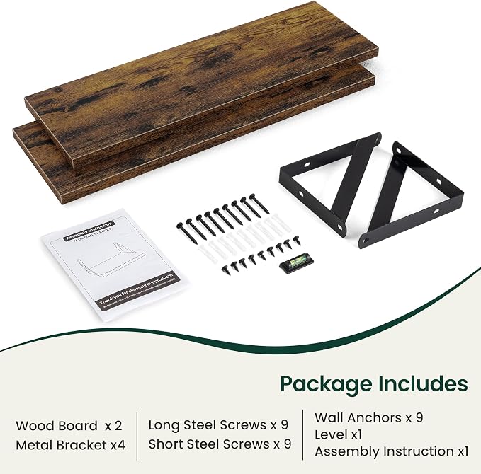 Floating Shelves 8 Inch Deep, 24W x 8D Wall Shelf Set of 2, 50 lbs Heavy Duty - Image 4