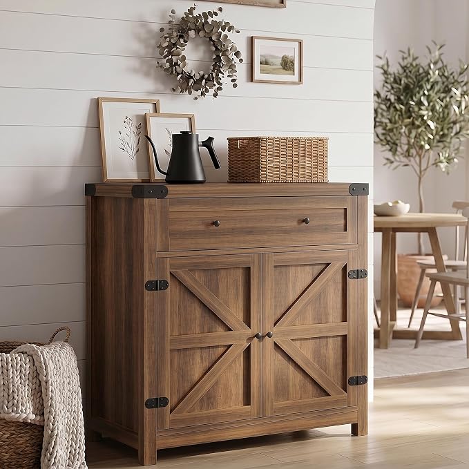 YESHOMY Kitchen Storage Cabinet, Coffee Bar Cabinet, Farmhouse Sideboard Buffet by SearchallYESHOMY