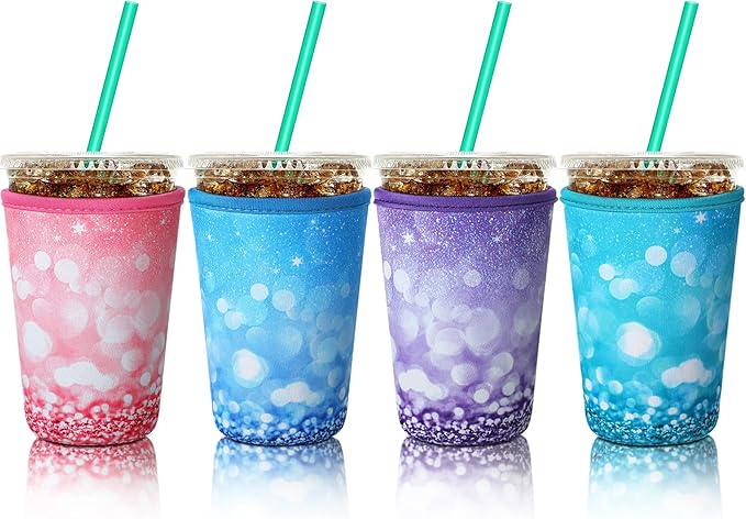 Patelai 4 Pieces Reusable Iced Coffee Sleeve Cup Insulator by Patelai