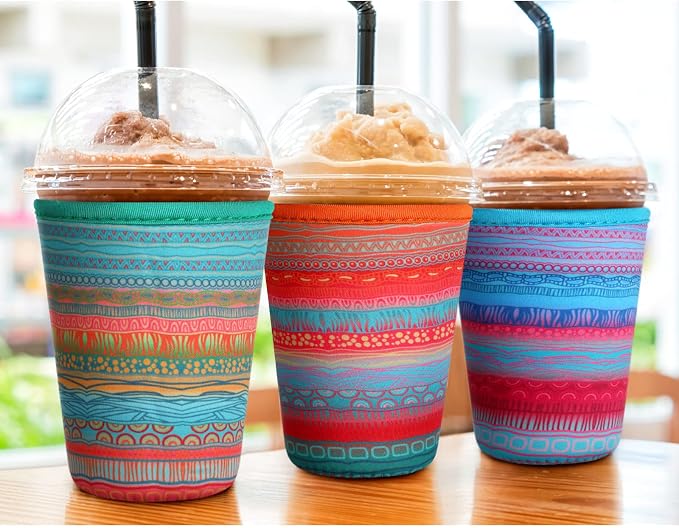 Patelai 4 Pack Reusable Iced Coffee Insulator Sleeve, Neoprene Coffee Cup Holder - Image 5
