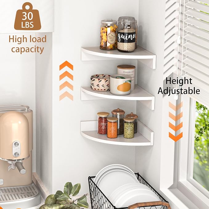Fun Memories Corner Shelf Wall Mount, Wood Floating Corner Shelves, Corner Wall - Image 6