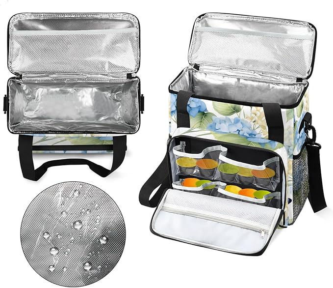 Hydrangea Flower Leaf Coffee Maker Carring Bag, Large Insulated Storage - Image 3