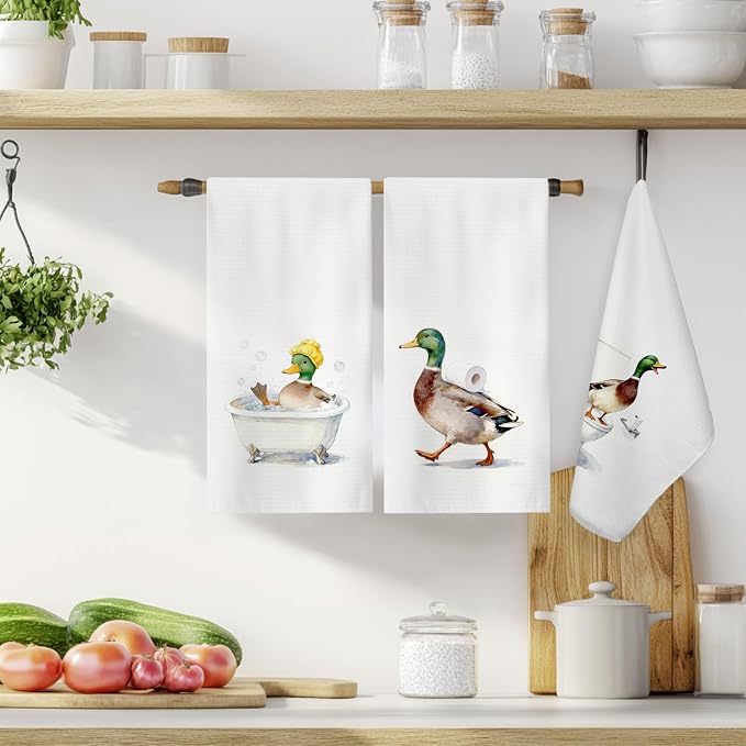 Funny Mallard Duck Bathroom Hand Towels, Mallard Duck Lover Gifts, Humor Ducks - Image 6