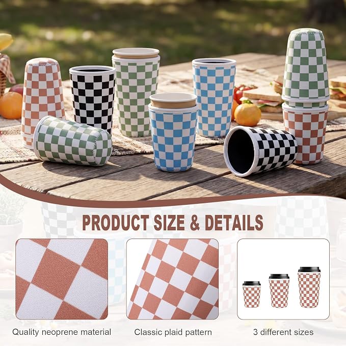 Chengu 12 Pack Reusable Insulated Neoprene Iced Coffee Sleeves 3 Sizes Durable - Image 3