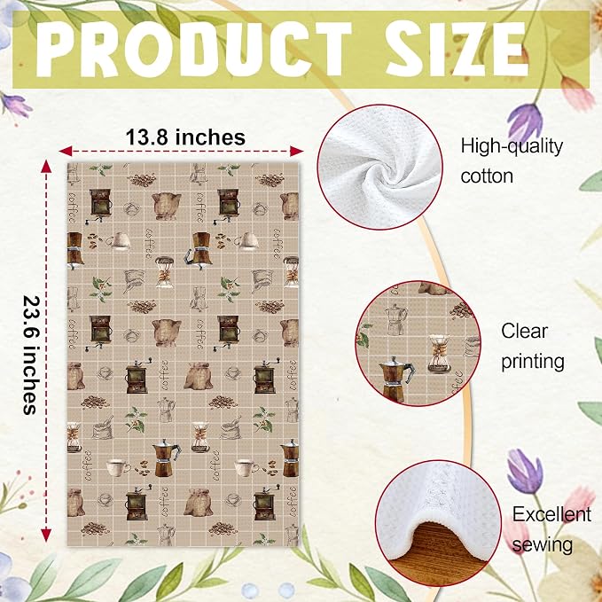 Vintage Coffee Kitchen Towels, Coffee Theme Dish Towels, Soft Absorbent Hand - Image 2