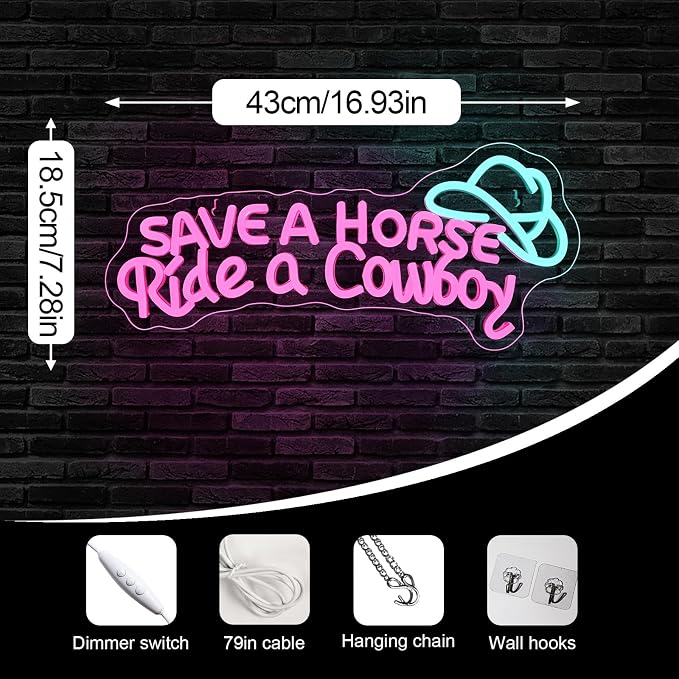 Save A Horse Ride A Cowboy Neon sign Led Signs - Image 4