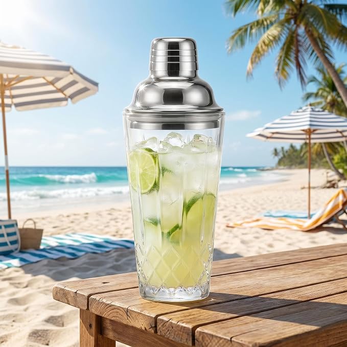 Cut Crystal Glass Cocktail Shaker - 15oz Lead-Free Crystal Shaker - Premium - Image 3