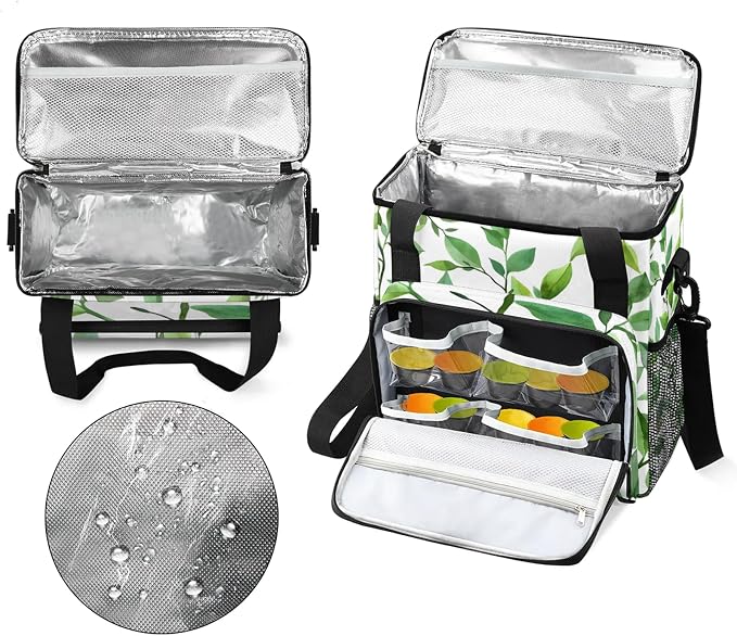 Eucalyptus Leaf Sage Green Spring Coffee Maker Carring Bag, Large Insulated - Image 3