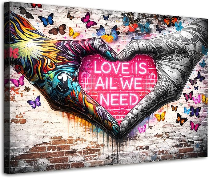 Graffiti Banksy Wall Art Banksy Hands Wall Decor Colorful Love Heart Picture by Unknown