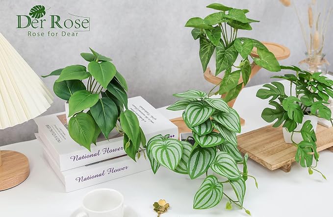 Der Rose 4Pcs Small Fake Plants Artificial Mini Faux Plants - Image 6