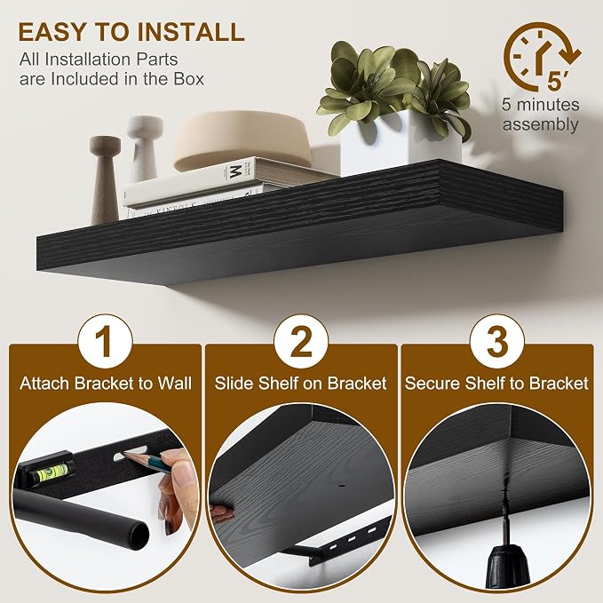 Fun Memories 55 Inch Fireplace Mantel Shelf -Long Floating Shelf, Wall Mounted - Image 5