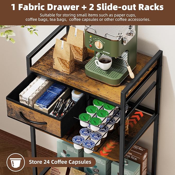 Housolution 4-Tier Coffee Bar Cart - Image 4