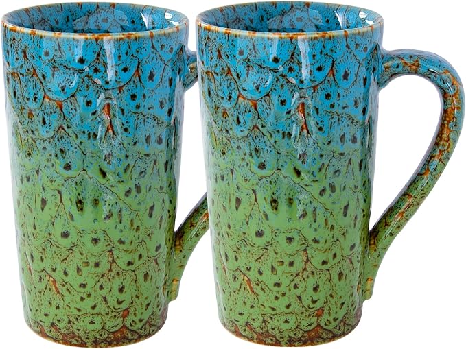 20oz Porcelain Coffee Mugs Set of 2, Large Tall Coffee Mugs by YINUOWEI