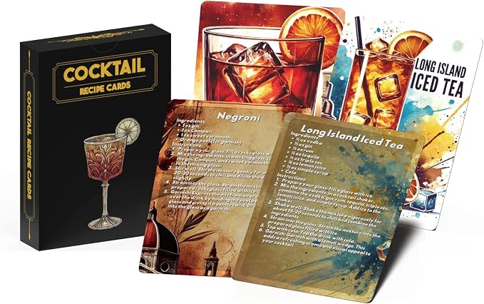 Cocktail Recipe Flash Cards – 54 Classic & Modern Drink Recipes – Bartender by ASVP+Shop