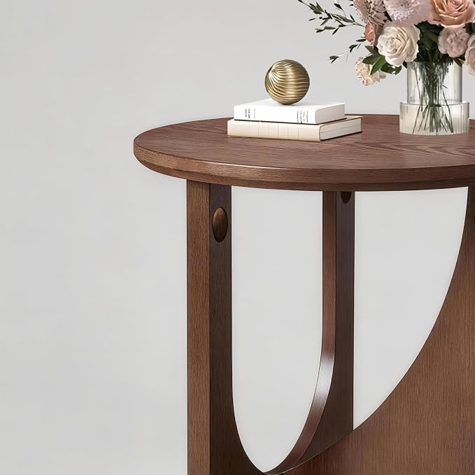 Round Walnut End Table, 100% Solid Wood Side Table - Image 5