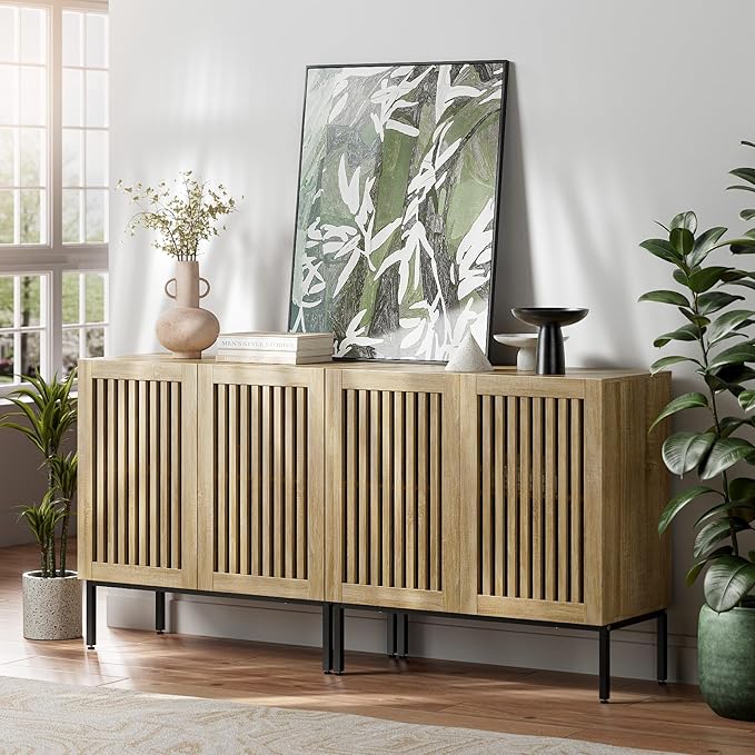 BVIUNTWO Buffet Cabinet with Storage, Sideboard Coffee Bar Cabinet with 4 Doors by BVIUNTWOHOME
