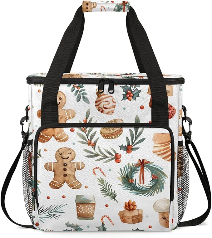Christmas Gingerbread Wreaths Coffee Maker Carring Bag, Large Insulated Storage by Home