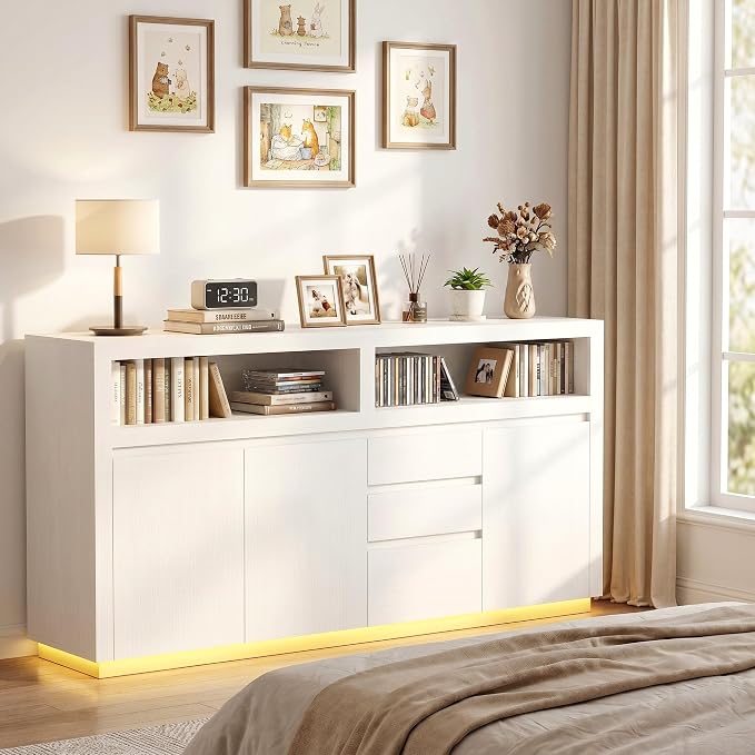 FOTOSOK 63" Sideboard Buffet Cabinet - Image 6