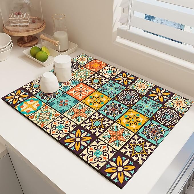 Mandala Boho Dish Drying Mats For Kitchen Counter Dryer Coffee Maker Bar Mat - Image 7