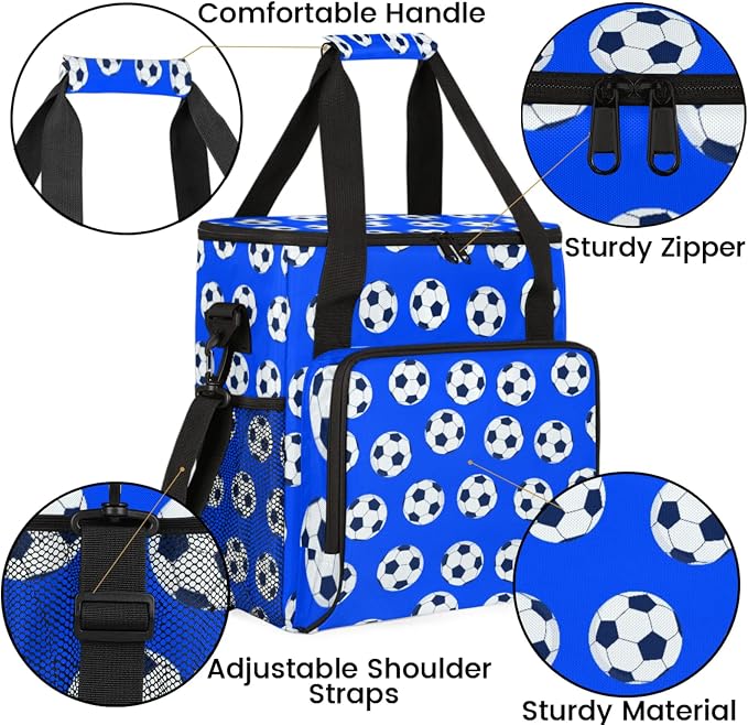 Soccer Coffee Maker Travel Bag, Soccer Large Carrying Storage Case Insulated - Image 6