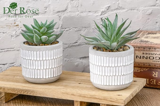 Der Rose Set of 2 Succulents Plants Artificial Fake Cactus Plants - Image 7