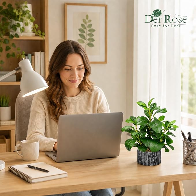 Der Rose 15.7" Artificial Plants Indoor, Money Leaf Fake Plants in Pot - Image 2