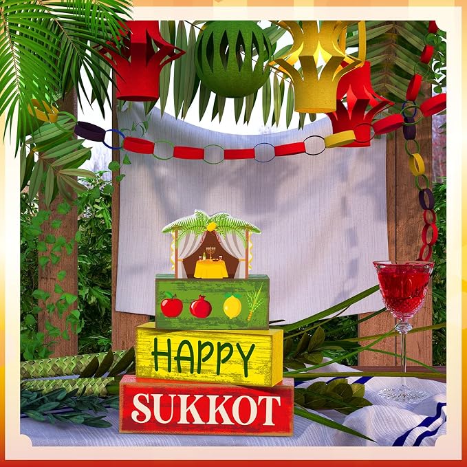 Yuntau 4 Pcs Happy Sukkot Table Decorations Sukkot Centerpieces - Image 2