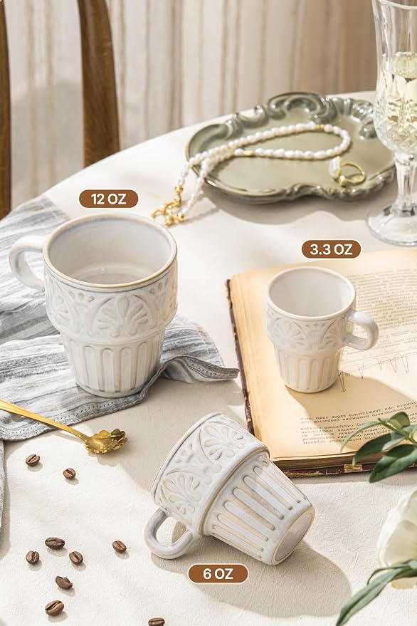 3.3 OZ Coffee Mugs, Ceramic Coffee Mug, Espresso Cups, Stackable Mug, Mug Set - Image 4