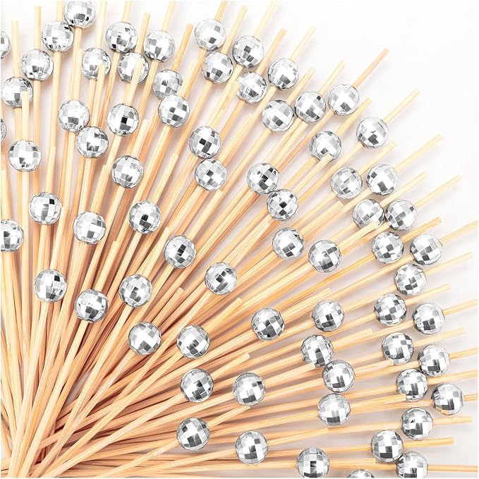 600 Pcs Cocktail Picks Silver Disco Ball Decorative Toothpicks by KFPPLXQ