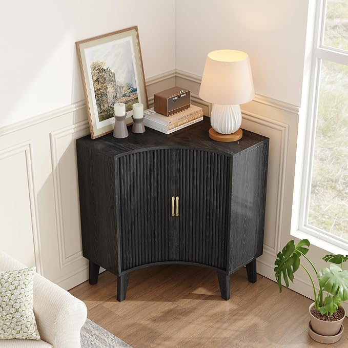 Fluted Corner Cabinet, Small Corner Floor Cabinet - Image 5