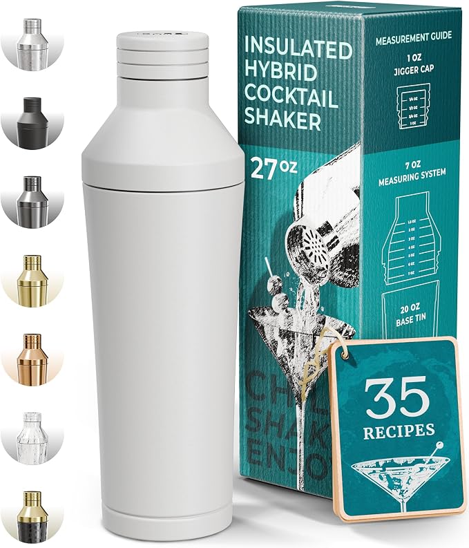 BARE BARREL Insulated Cocktail Shaker Set | Double Wall Stainless Steel | by BareBarrel