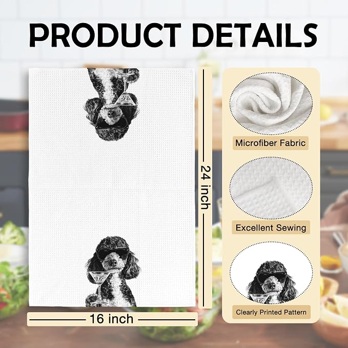 Funny Poodle Cocktail Kitchen Towels, Gifts - Image 6
