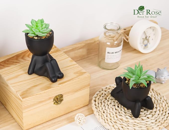 Der Rose 2 Pack Fake Plants Succulent Plants Artificial - Image 5