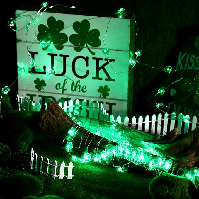 Mudder 2 Pieces 10 Feet 30 Led St. Patrick's Day Green String Lights Battery - Image 4