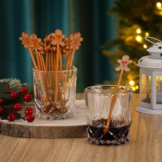 SiliFine 30 Pcs Winter Drink Stirrers Xmas Stir Stick Holiday Coffee Swizzle - Image 2