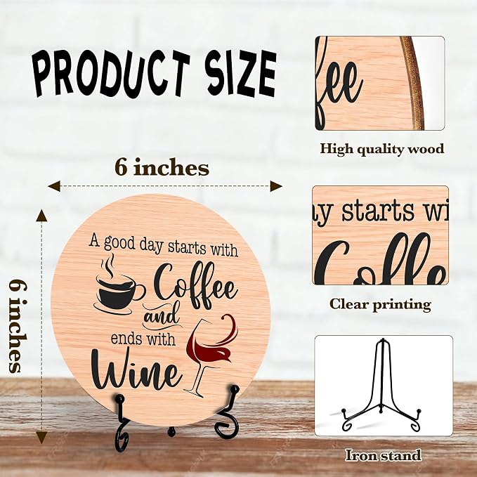 Coffee And Wine Desk Decor Sign, Rustic Funny Wooden Box Plaque, A Good Day - Image 2