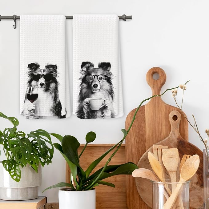 Funny Chef Shetland Sheepdog Kitchen Towels Set of 2, Shetland Sheepdog Dog - Image 2