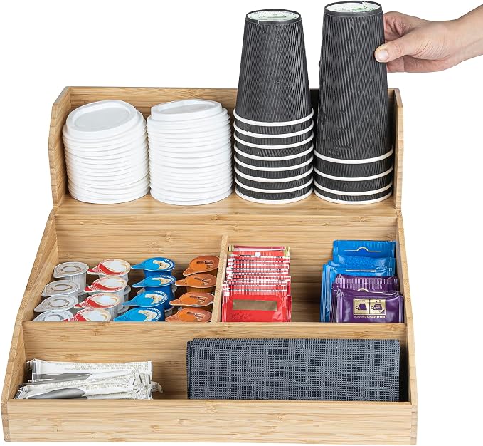 Restaurantware Coffee Cup Organizer 15 x 14.25 x 9.25 Inch Multipurpose Bamboo - Image 13